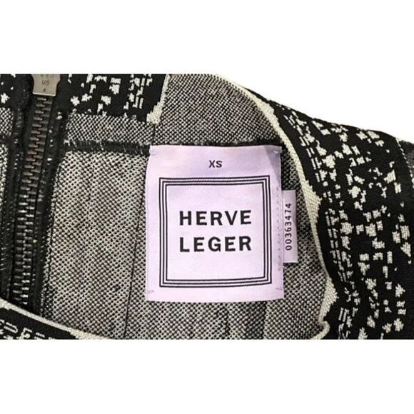 Herve Leger Two Piece Elegant Black and Gray Patterned Skirt Set - Picture 6 of 10